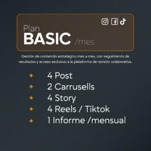 plan básico de redes sociales mensual - contenido profesional Liucreativo Chile